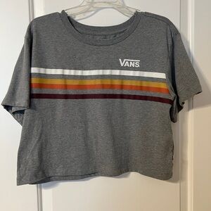 #221. Vans Grey Striped Women's Crop Tee Size M